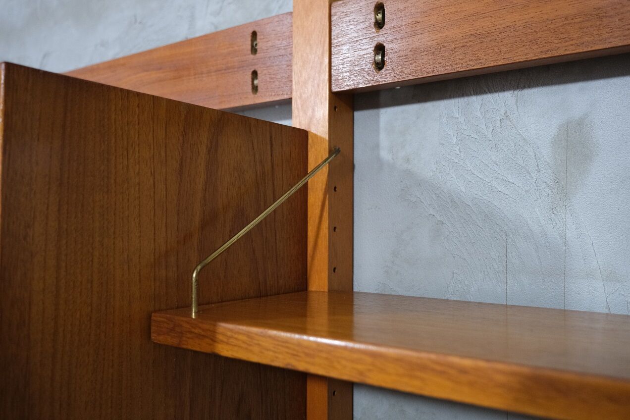 Mid-Century Modular Free Standing  Teak Wall Unit by Kjell Riise for Brodrene Jatogs, Norway, 1960s