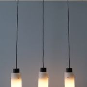 Three-arm pendant lamp made of opaline glass and metal, cascade lamp, minimalist lighting