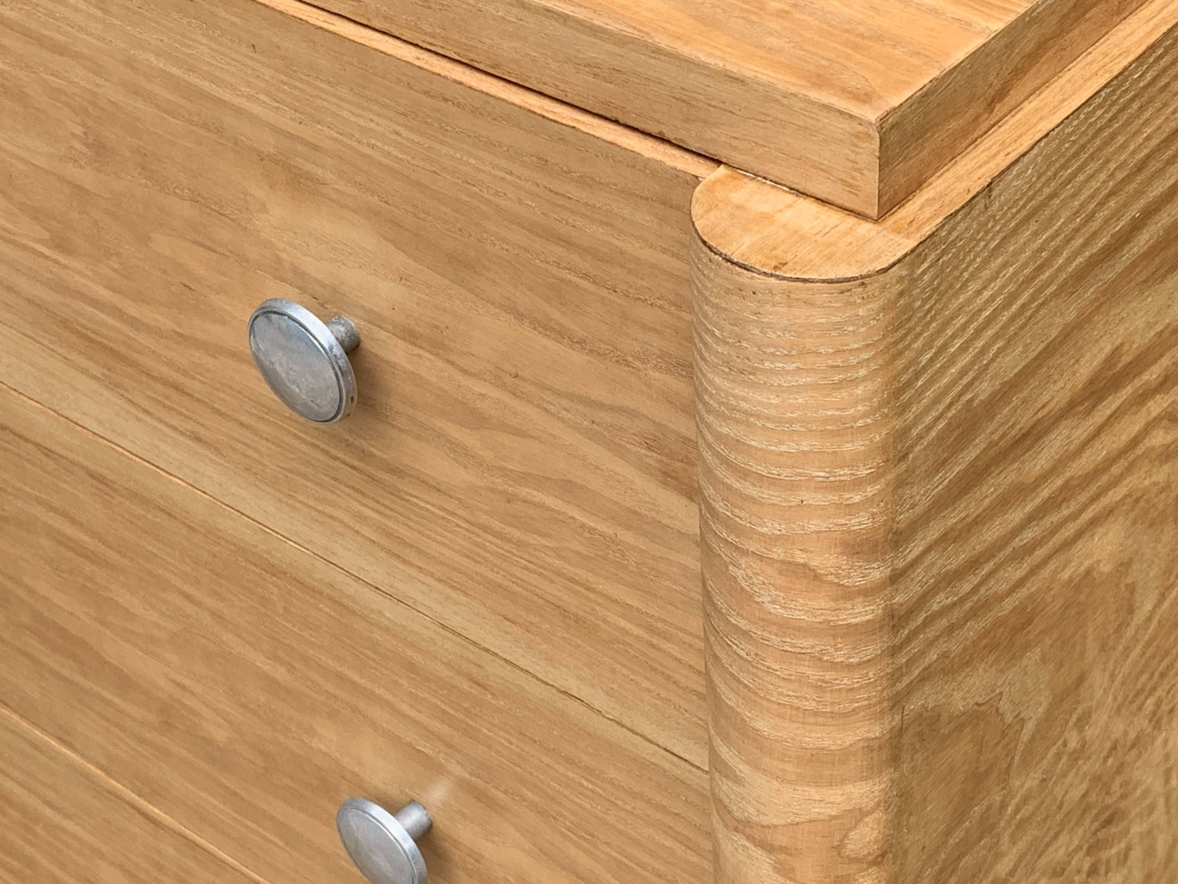 Raw oak art deco chest of drawers
