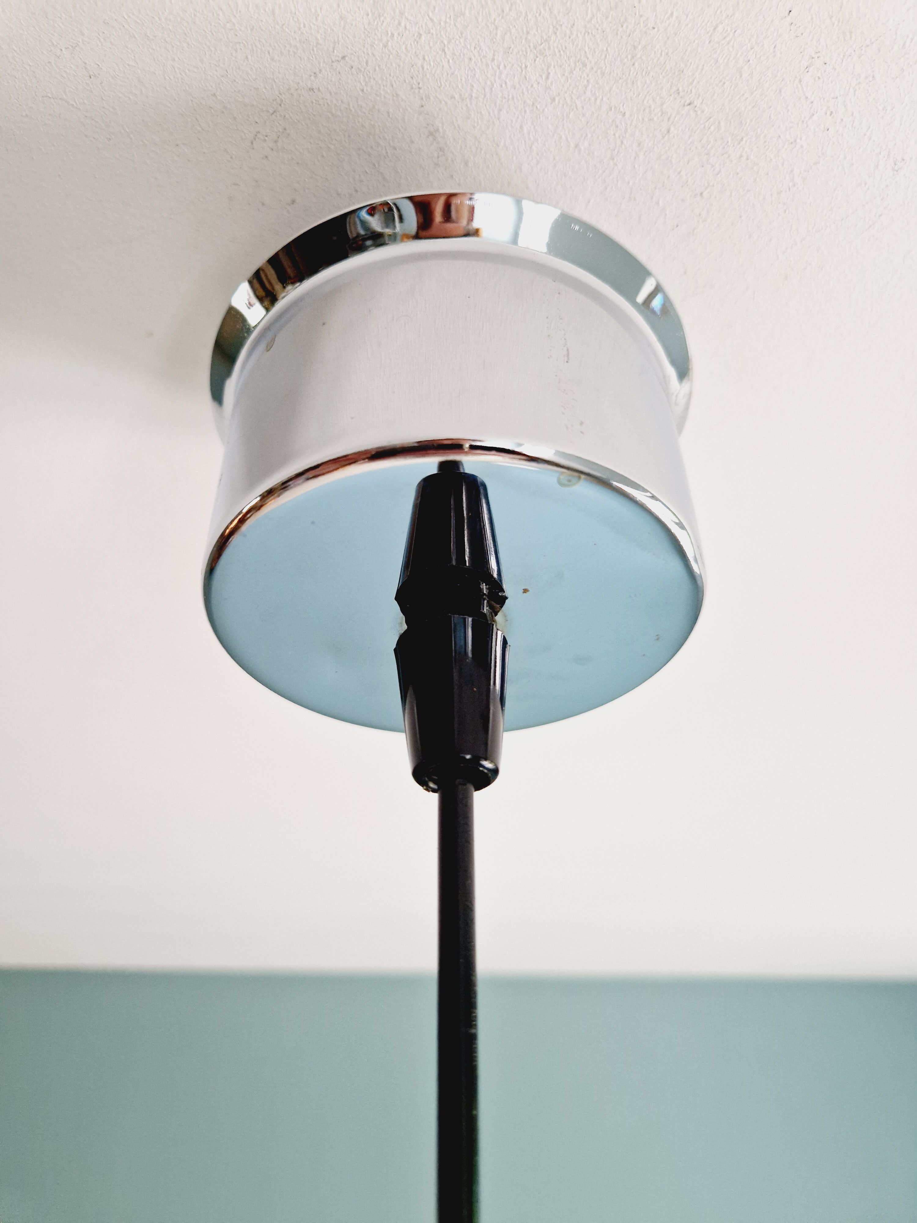 Chromed metal pendant lamp, Scandinavian design, 70s