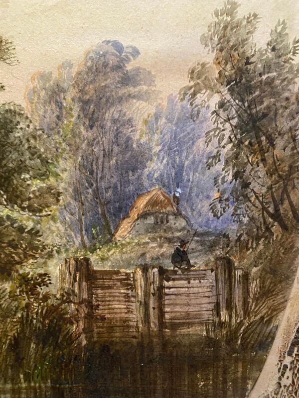 Paire d'aquarelles ''Paysage lucustre'' Edwin Earp (1851-1945)