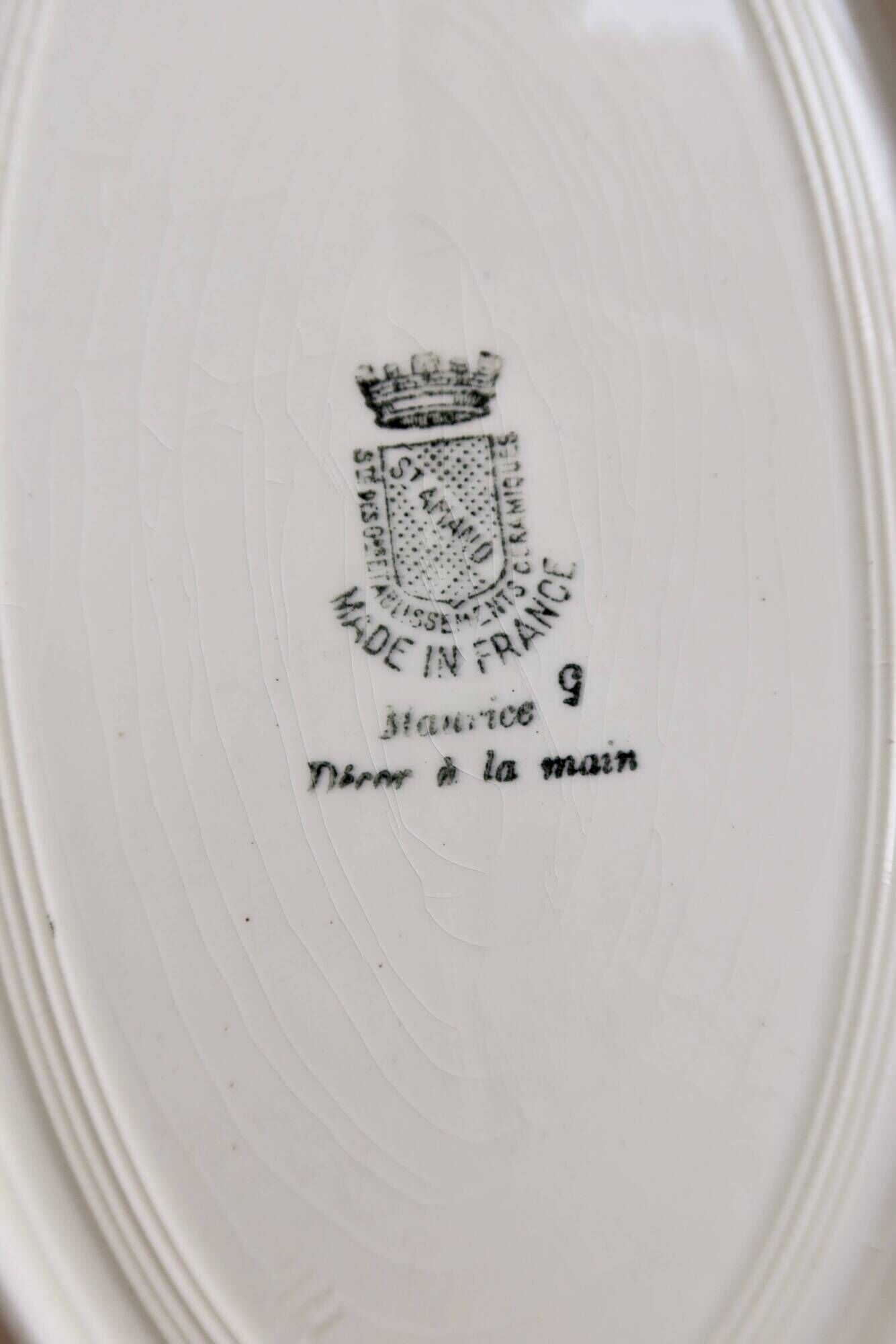 Vintage oval plate faience Saint-Amand model Maurice – Floral decoration