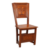 Chaise baroque en noyer avec incrustations florales