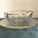 Daum Nancy Crystal cup and tray service, Ducal model, gold combed
