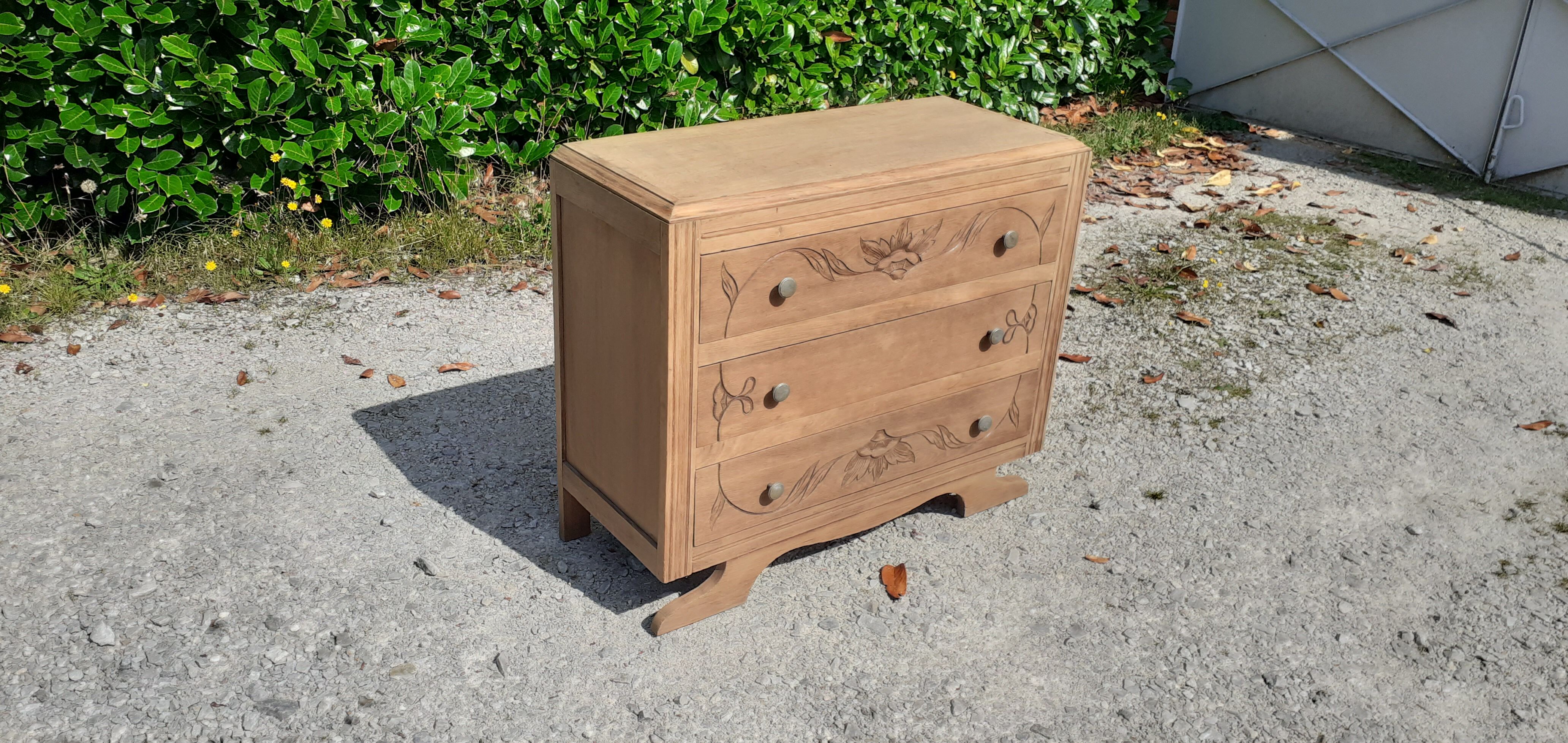 Chest of drawers 3 drawers art deco wood raw