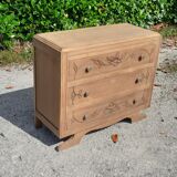 Chest of drawers 3 drawers art deco wood raw