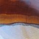 Tripod coffee table - solid okoumé wood - organic shape - brutalist style
