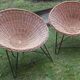 Pair of mid century bamboo and iron pod chairs, 1960s
