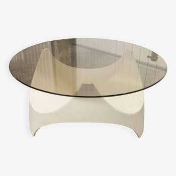 Opal möbel coffee table 1960 polyester fiber and smoked glass top