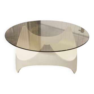 Opal möbel coffee table 1960 polyester fiber and smoked glass top