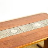 Scandinavian teak and ceramic dining room table with extensions