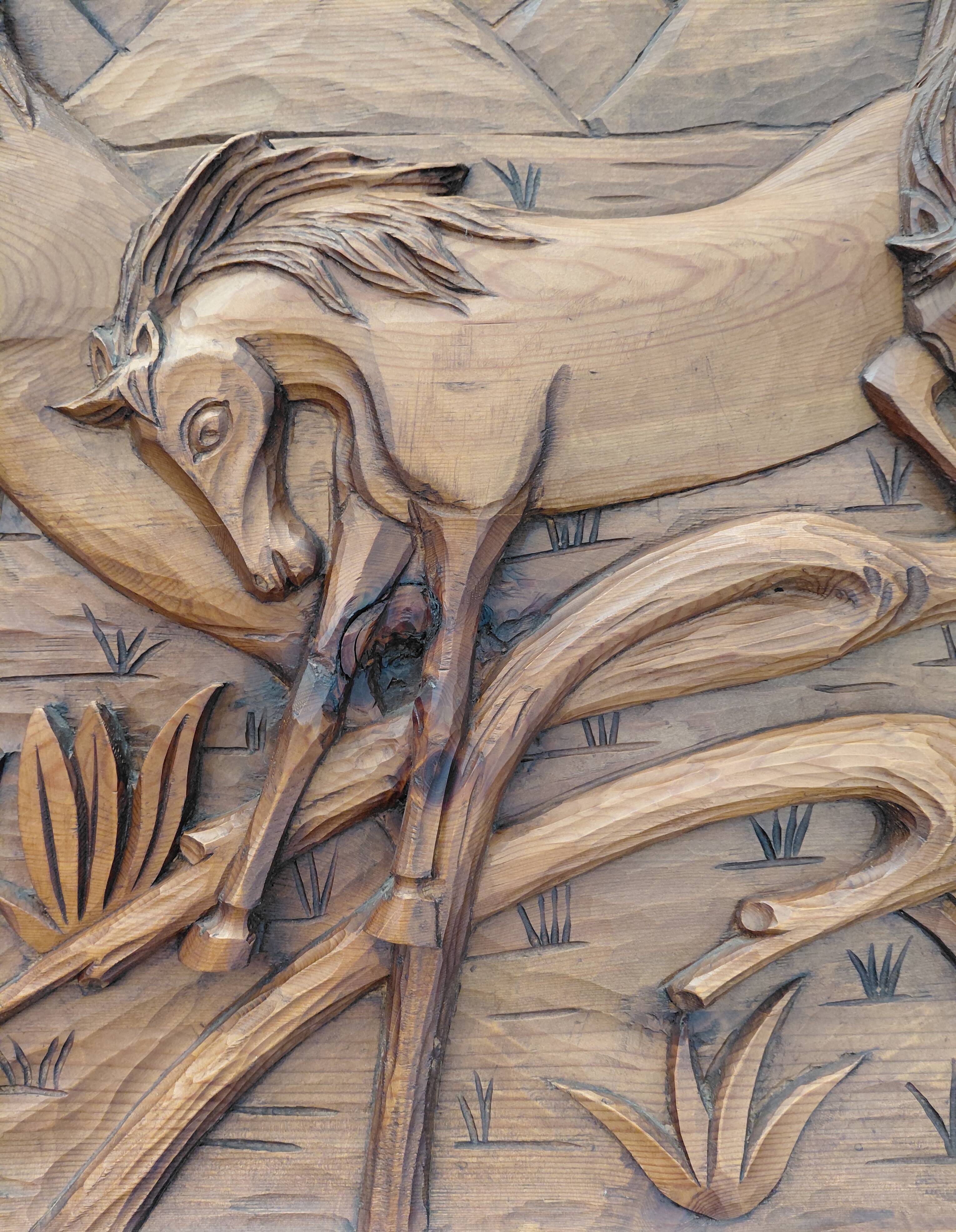 Wooden relief painting