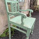 Indian chair in green lacquered wood