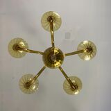 Venetian Chandlier in Murano glass of yellow color amber, 5 arms of light