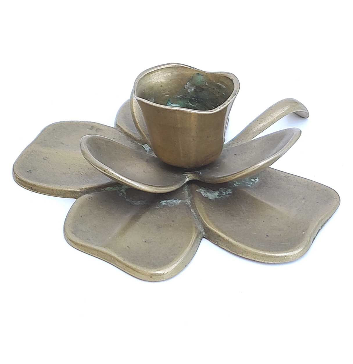 Brass flower candle holder