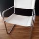 Set of 4 Cantilever Bahaus armchairs in off-white leather, chrome tubular base