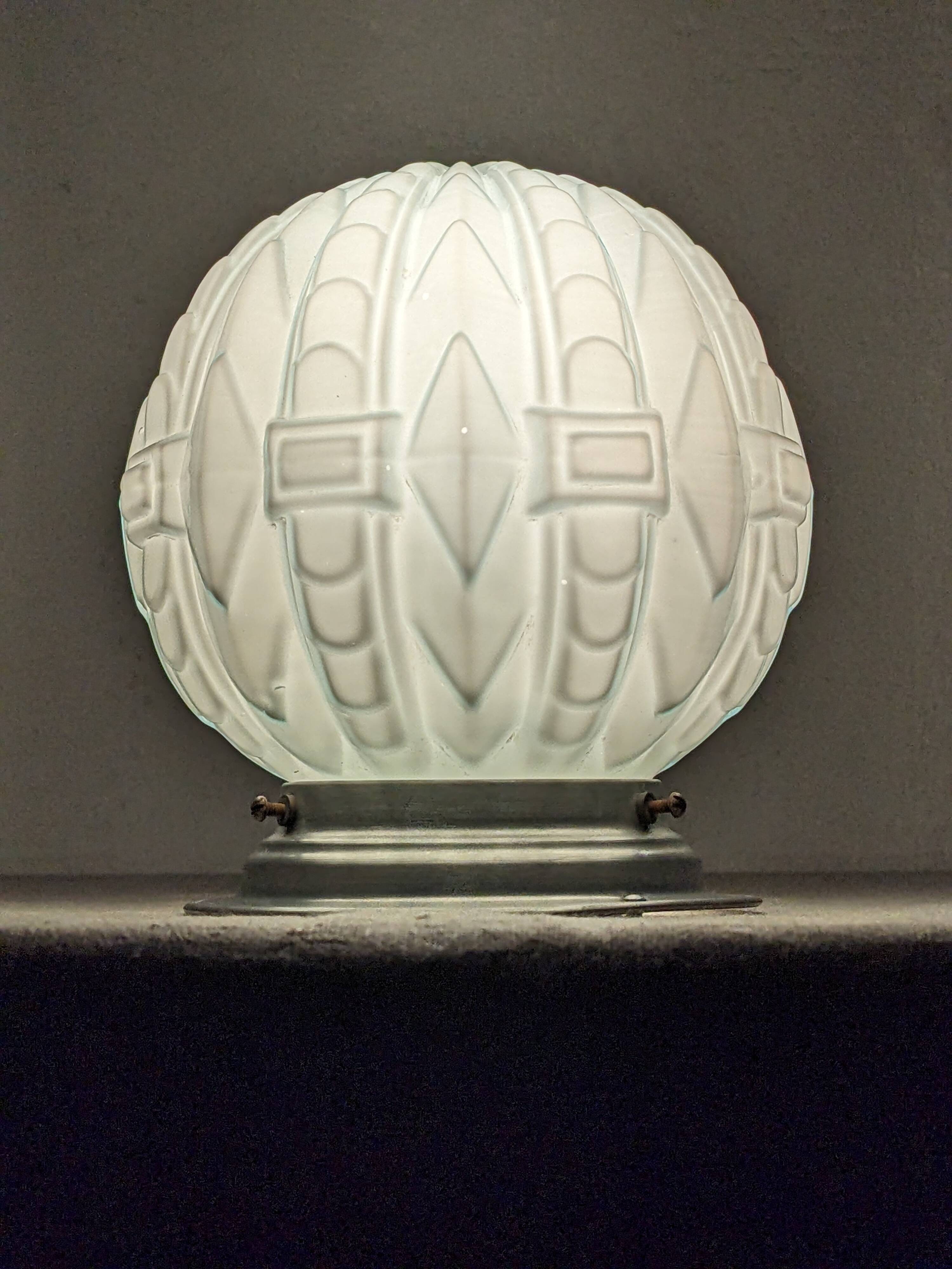Art Deco ceiling lamp in blue opaline circa 1930