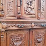 Carved sideboard Henry II, bahut two bodies