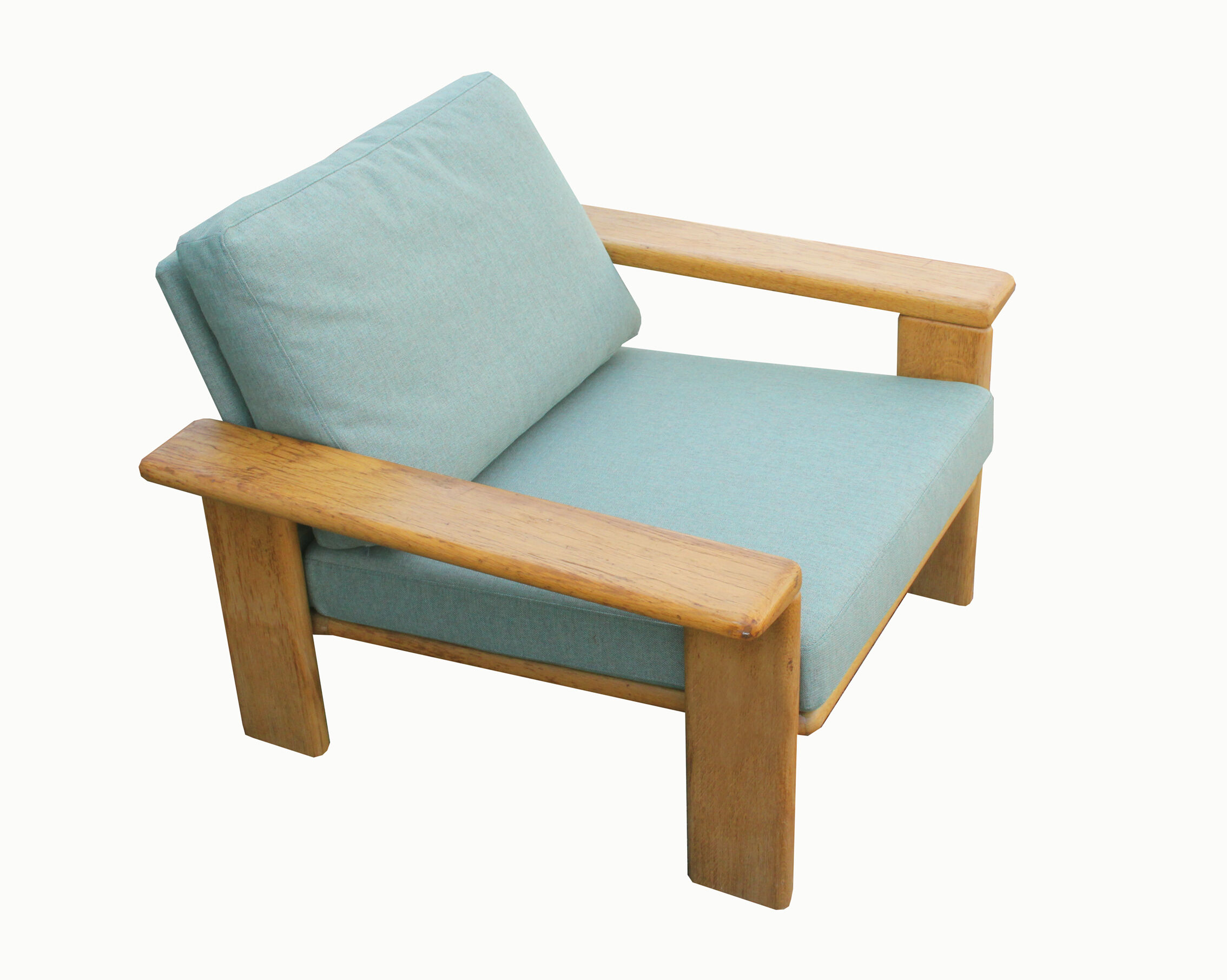 1970s armchair with oak stool