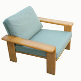 1970s armchair with oak stool