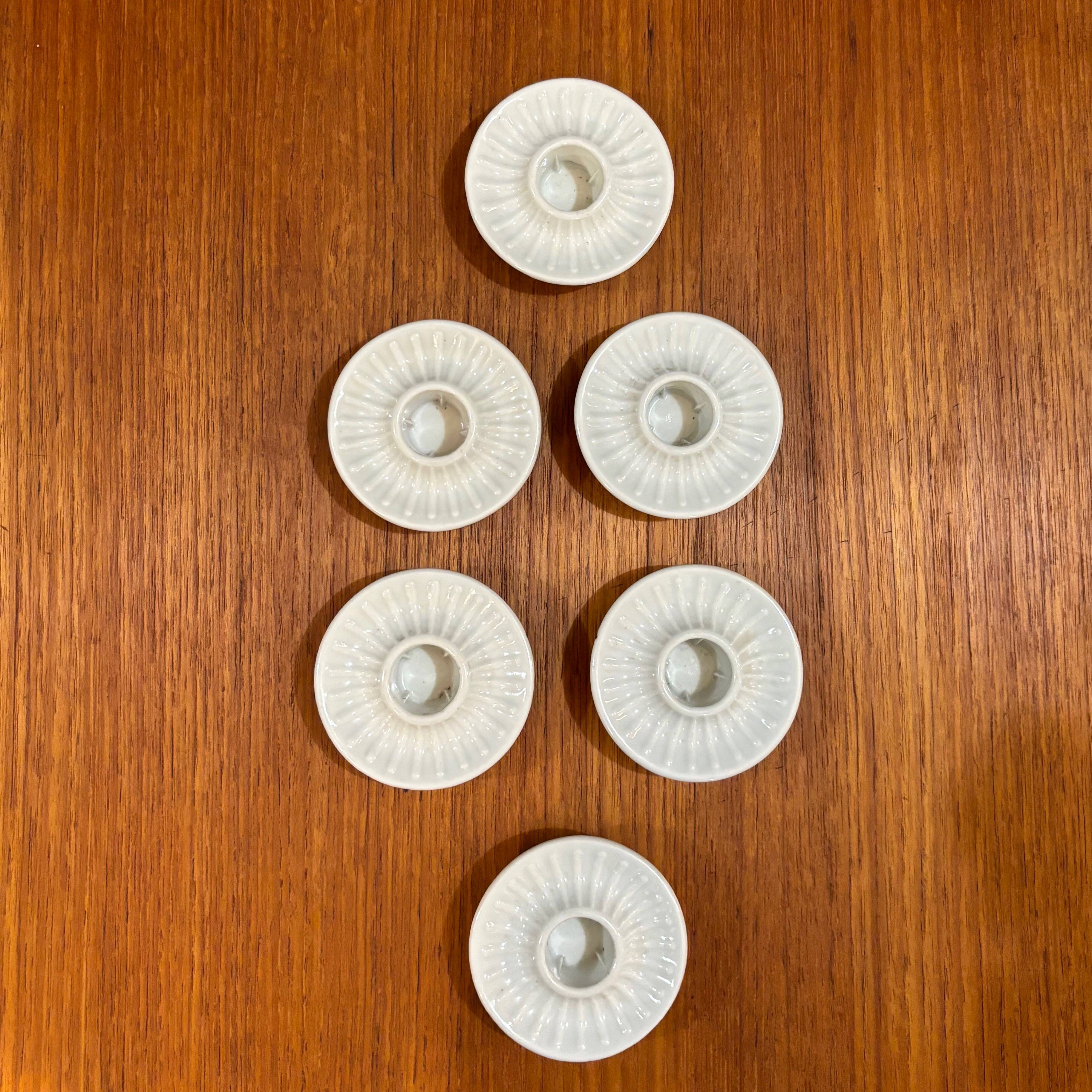 Set of 6 Danish porcelain candle holders