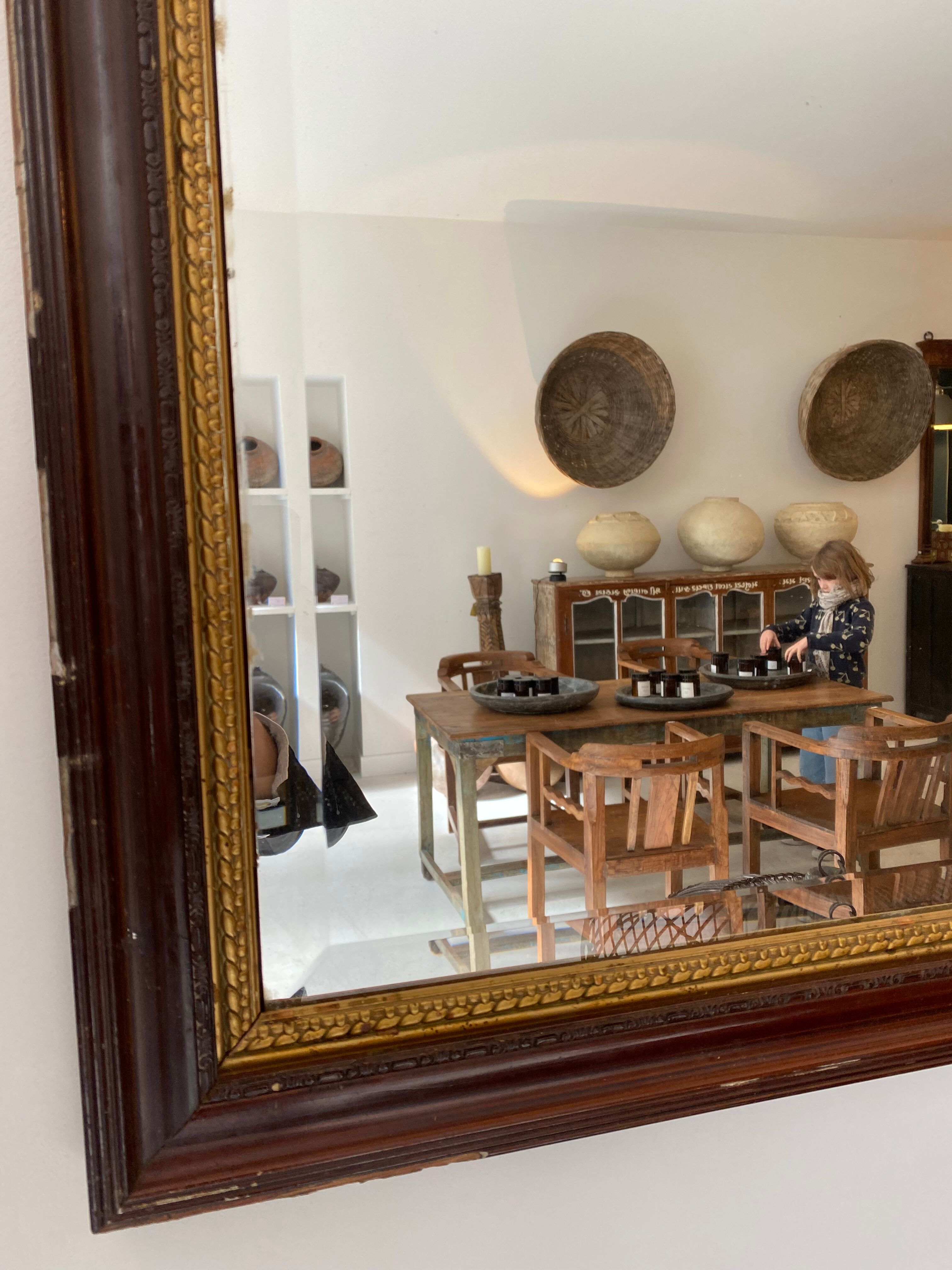 Black lacquered stucco mirror