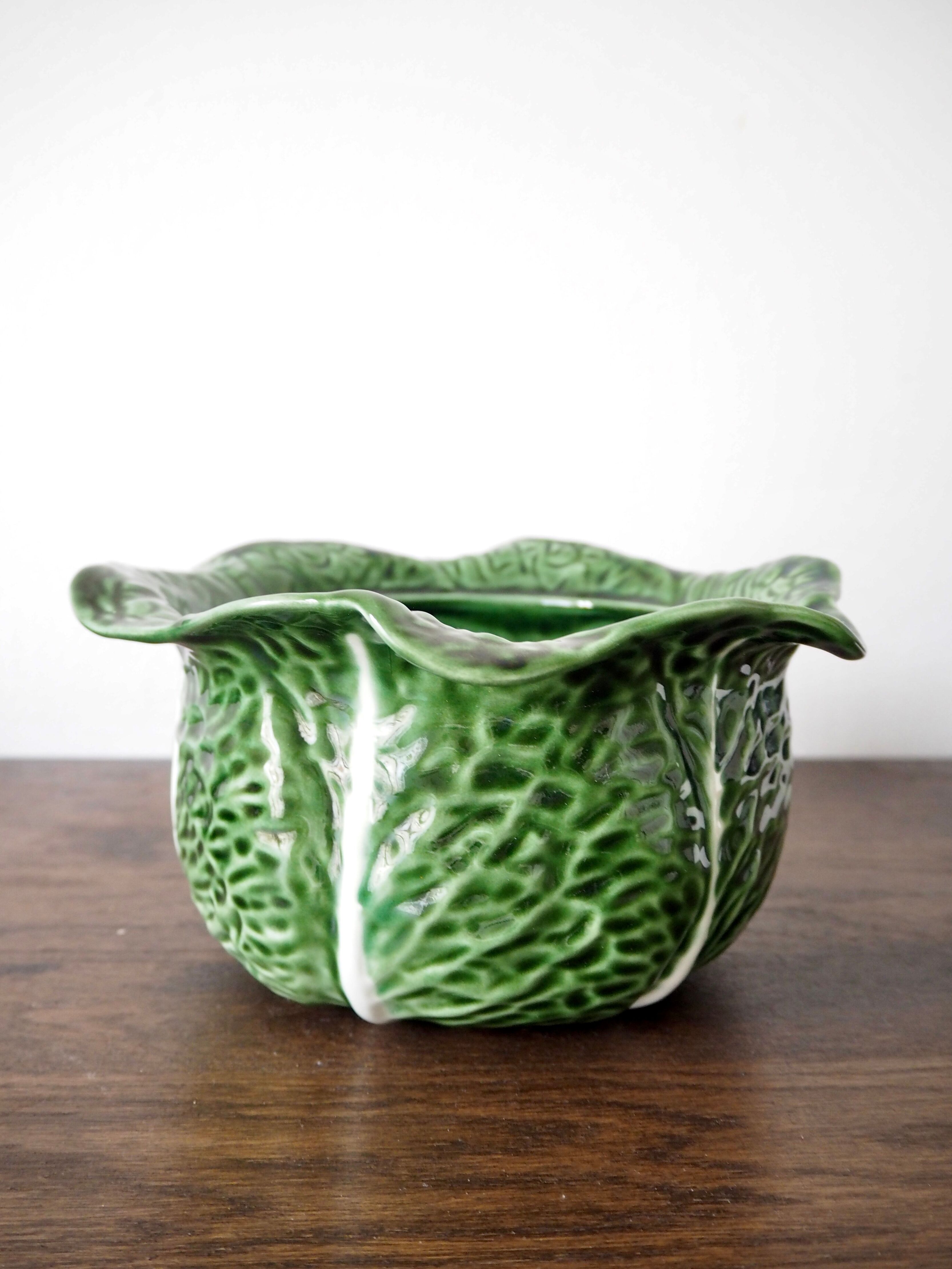 Souptureen and dish in cabbage slip