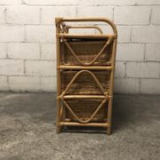 Commode vintage en osier/rotin et bambou 2 grands et 2 petits tiroirs