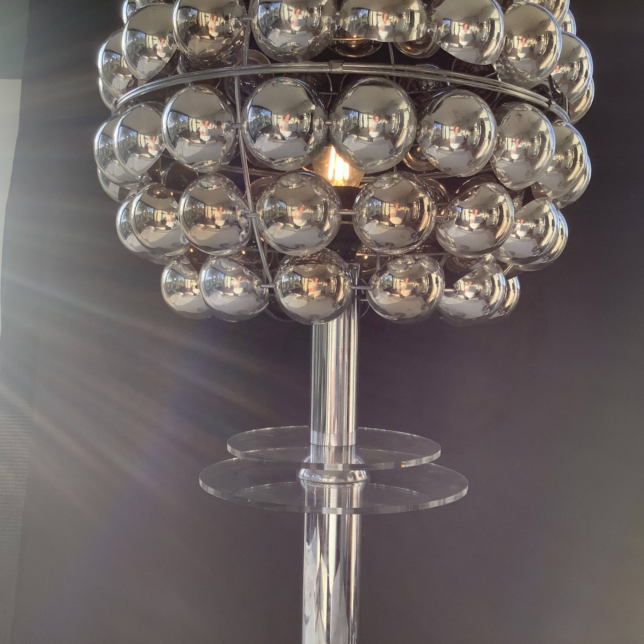 Vintage Kinetic Lamp Shade Kare Plexi Chrome Space Age