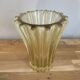 Art Deco vase by Pierre d'Avesn, ribbed amber glass, 1930s