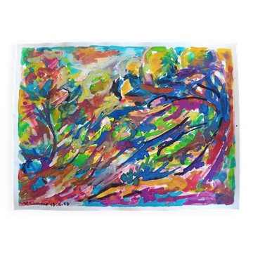 pierre Lacroux (1909- 1993) Gouache sur papier 24 x 32 cm - de 1989 - (316)