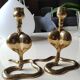 Pair of Zoomorphic candlesticks cobras, brass. Art Deco
