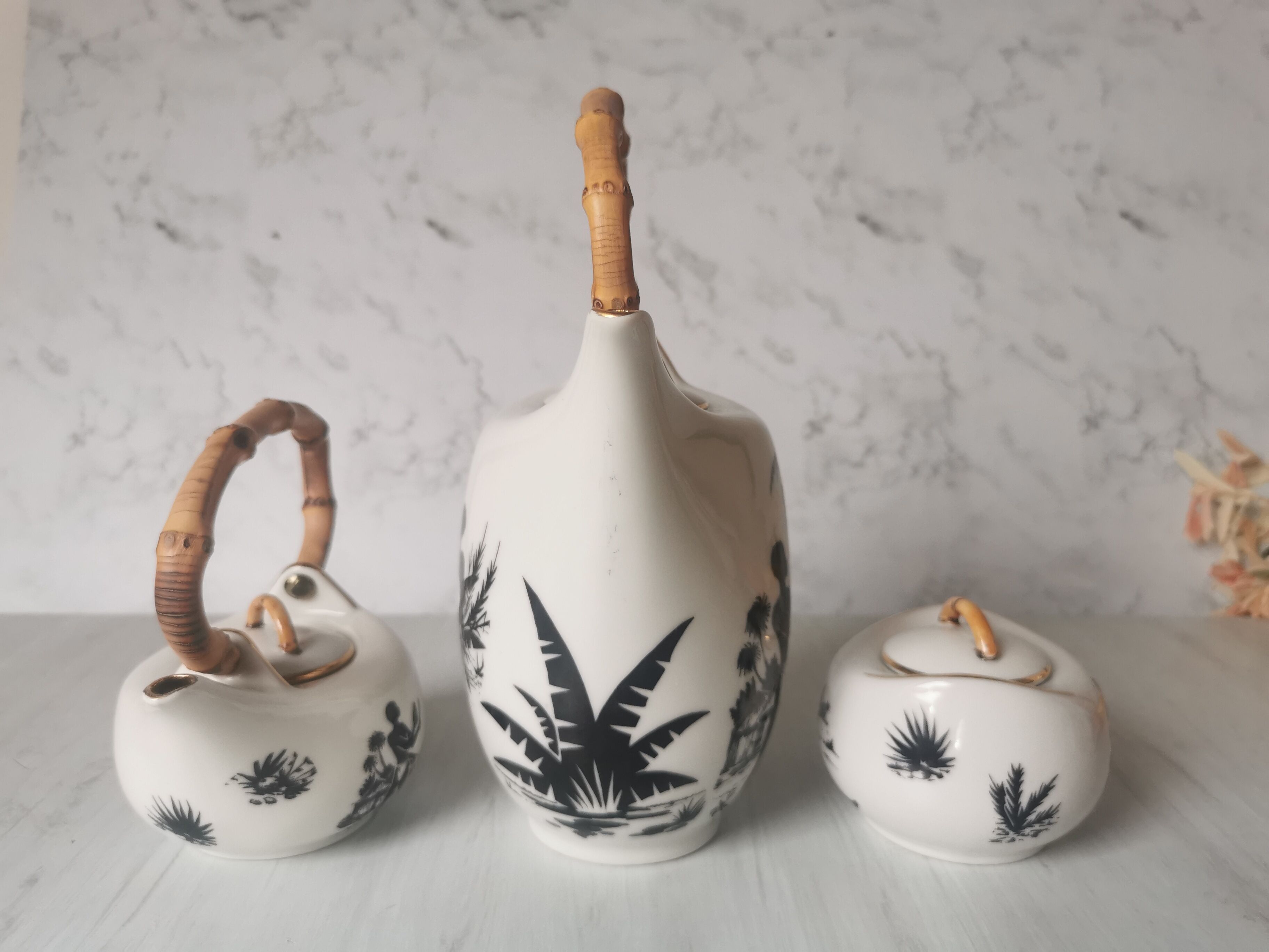 Coffee service African porcelain décor from Limoges