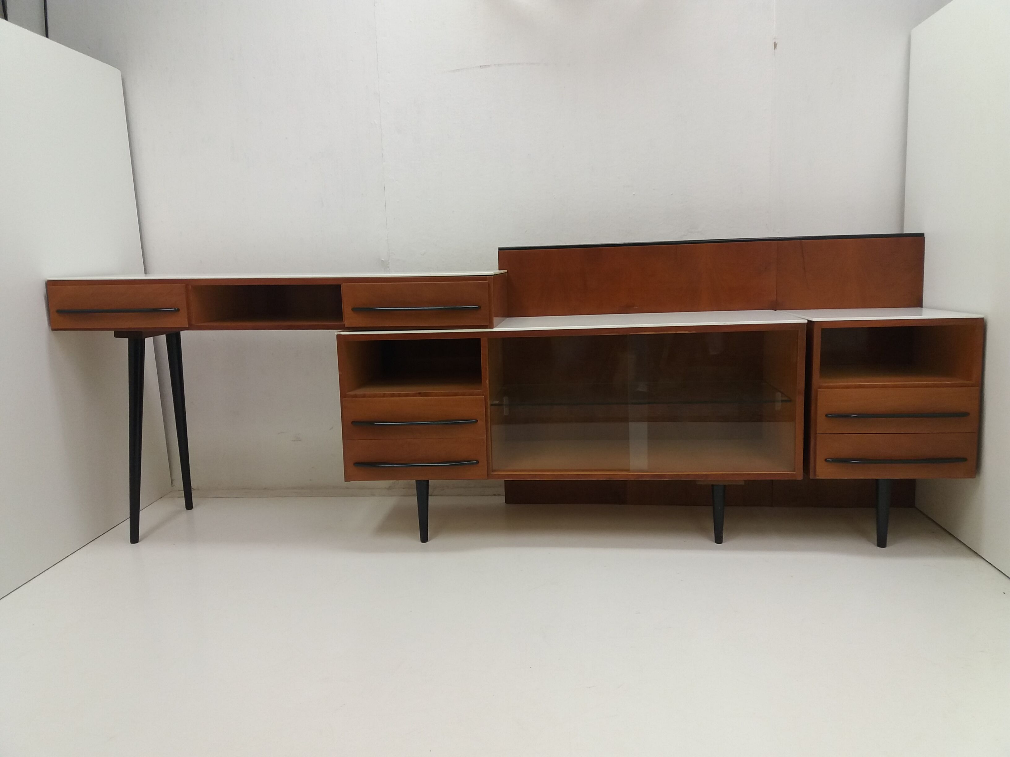 Chest of drawer and writing desk designed by Mojmít Požár, 1960's.