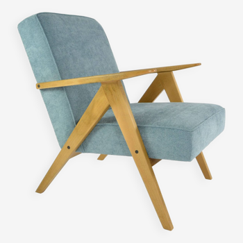 Fauteuil kompas bouclette bleu ciel