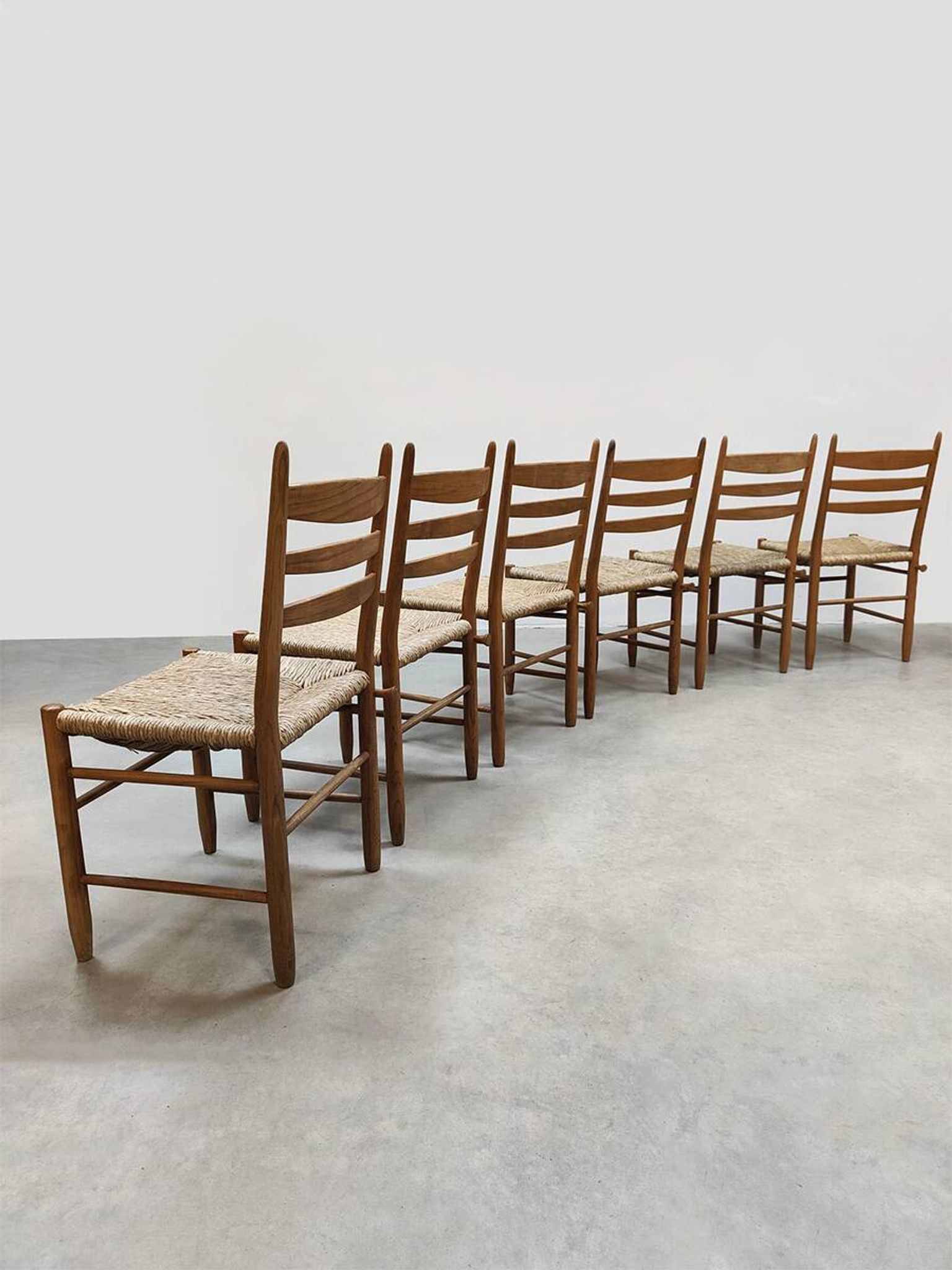 Midcentury modern raffia dining chairs vintage 1960