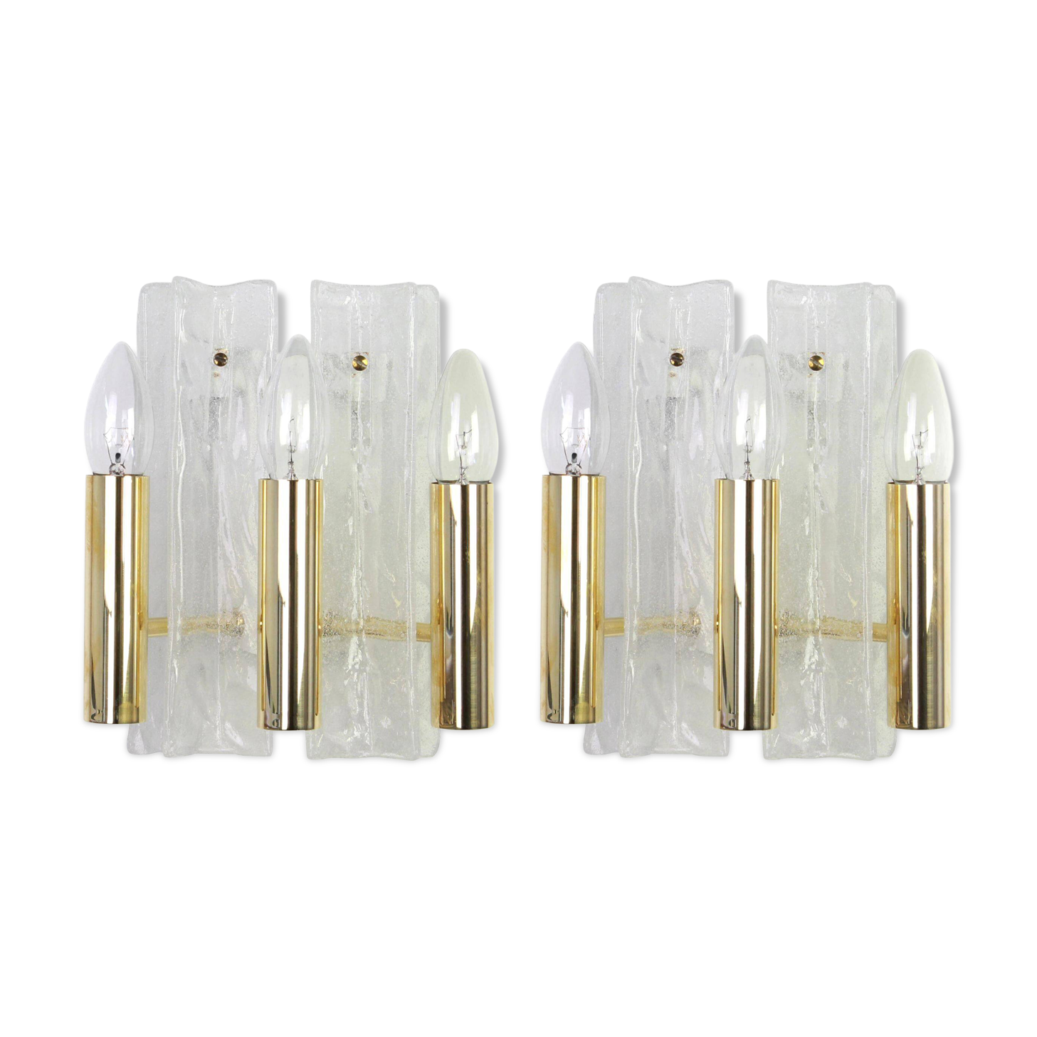 Pair of Murano glass wall sconces by Kalmar, Model Lipizza, Austria, 1960s.