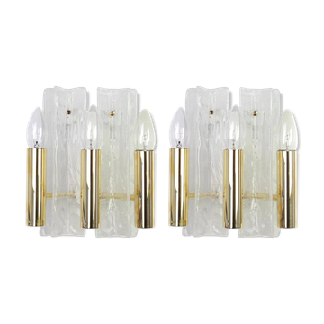 Pair of Murano glass wall sconces by Kalmar, Model Lipizza, Austria, 1960s.