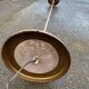 Vintage articulated floor lamp in gilded bronze and solid wood 1950.