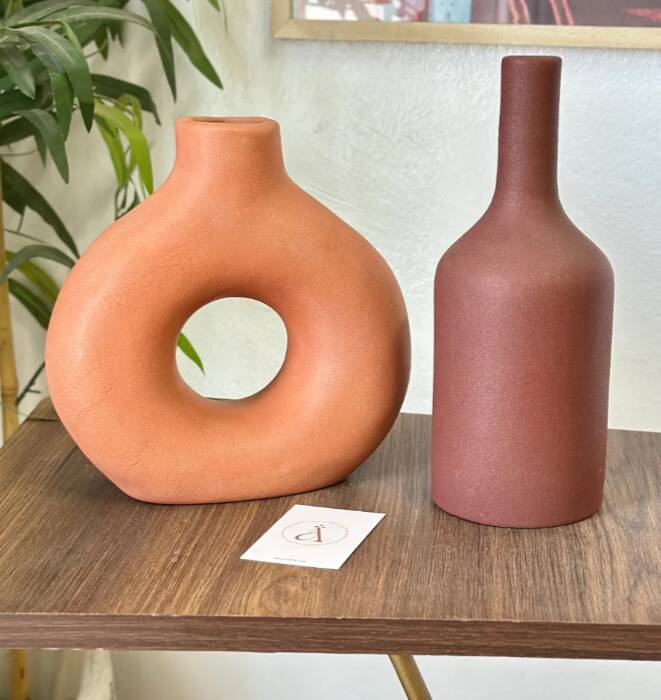 Iridescent brown bottle vase