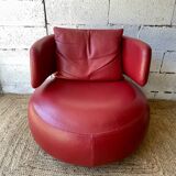 Curl armchair in red leather by Roche Bobois