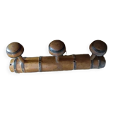 Coat rack wood 3 hooks patinated decoration