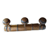 Coat rack wood 3 hooks patinated decoration