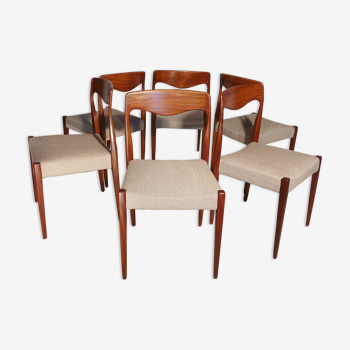 Six chaises vintage scandinave en teck