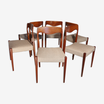 Six scandinavian vintage teak chairs
