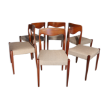 Six scandinavian vintage teak chairs