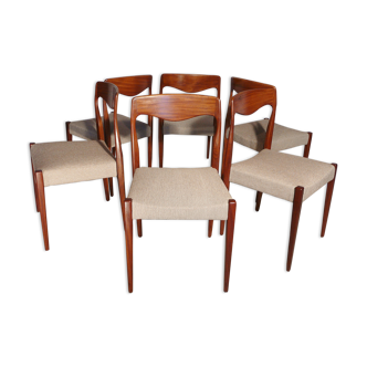 Six scandinavian vintage teak chairs