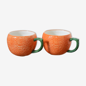 Tasses en barbotine mandarines