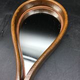 Hand-facing mirror in vintage wood year 70