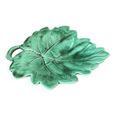 Vintage barbotine leaf faience dish empty pocket Sarreguemines
